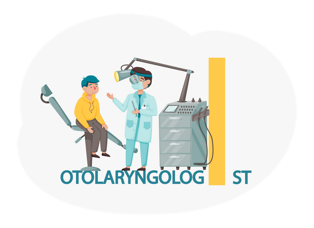 Otolaryngologist doctor treating male kid  Illustration