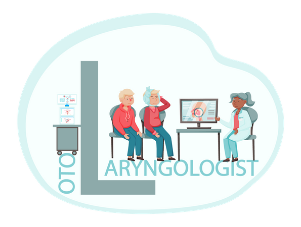 Otolaryngologist doctor treating people  Illustration