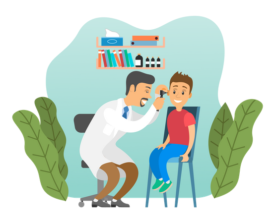 Otolaryngologist doing check up of kid  Illustration