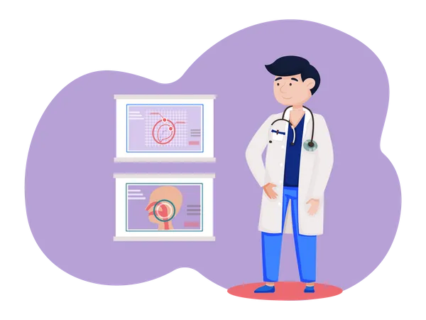 Otolaryngologist in hospital  Illustration