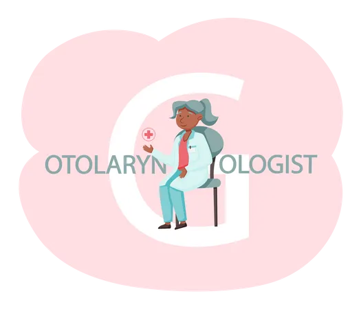 Otolaringologyst Takes Care Of People S Health In Hospital Doctor Study Illness Provide First Aid Take X Rays And Treat Patients Physician Treatment Of Pathologies Of Throat Ear And Nose In Clinic Illustration