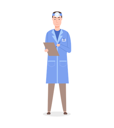 Otolaryngologist with clipboard in hands  Illustration