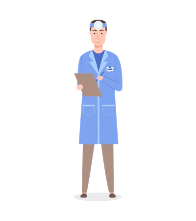 Otolaryngologist with clipboard in hands  Illustration