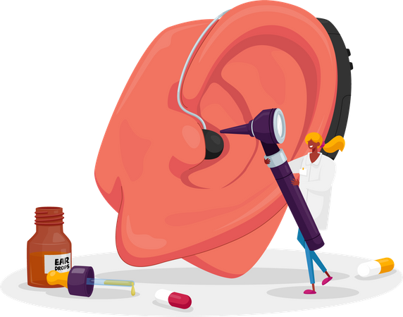 Otolaryngology Medicine and Deafness Disease  Illustration