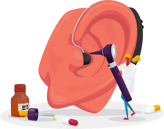 Otolaryngology Medicine and Deafness Disease  Illustration