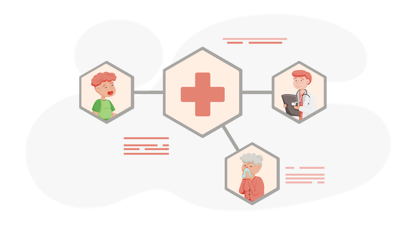 Otologie Arzt Beratung mit Patienten  Illustration