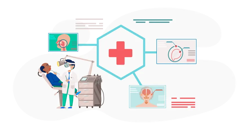 Otologie Arzt tun HNO-Diagnose  Illustration