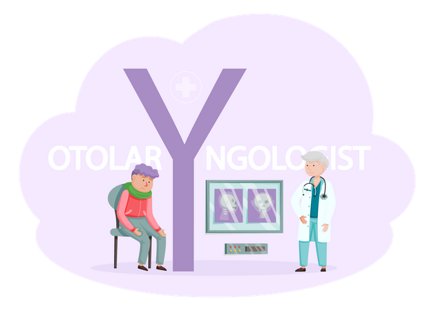 Otologie Arzt mit Patienten  Illustration