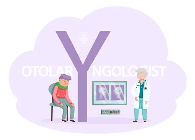 Otologie Arzt mit Patienten  Illustration