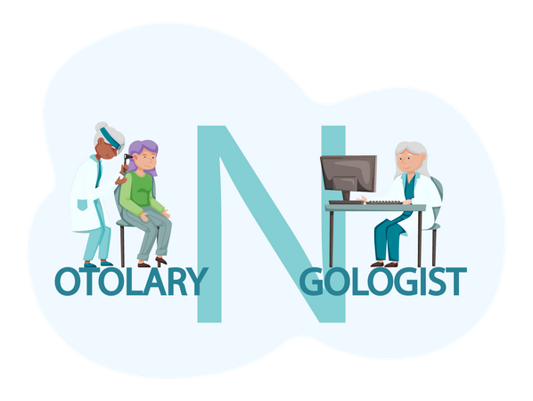 Otologie Arzt mit Patientenbehandlung  Illustration