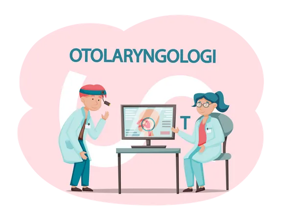 Otologie Arzt untersucht Krankheit  Illustration