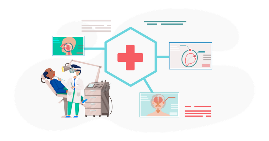 Otology doctor doing ENT diagnostic  Illustration