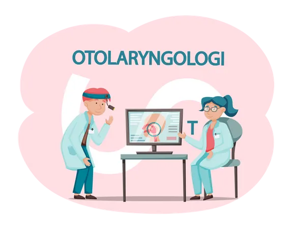 Otology doctor looking at disease  Illustration