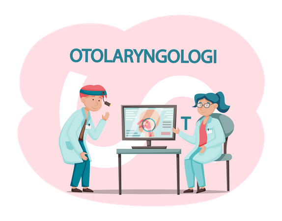 Otology doctor looking at disease  Illustration