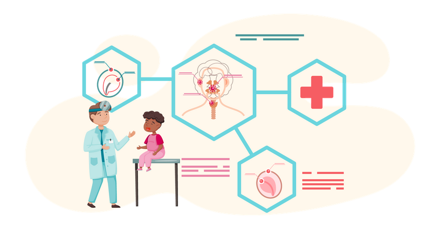 Otology doctor treating different diseases  Illustration