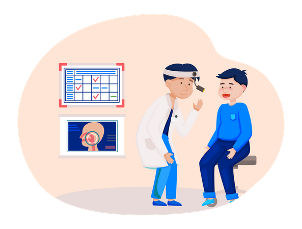 Otology doctor with patient Illustration