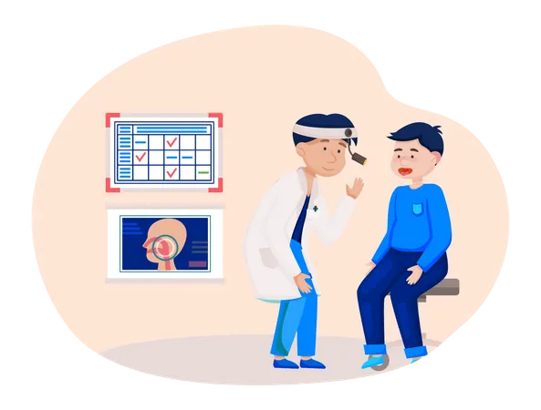 Otology doctor with patient  Illustration