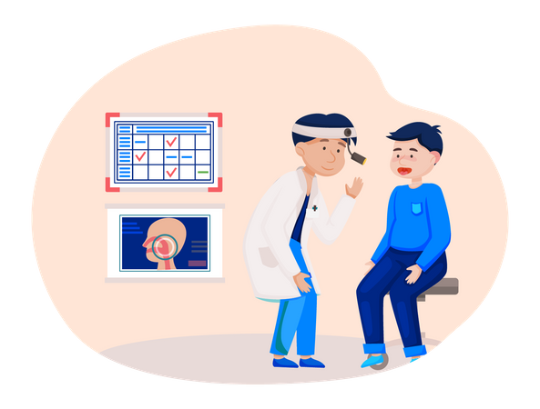 Otology doctor with patient  Illustration