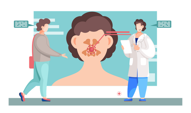 Otology doctor with patient  Illustration