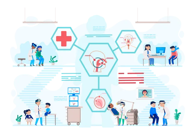 Otology doctor with patient  Illustration