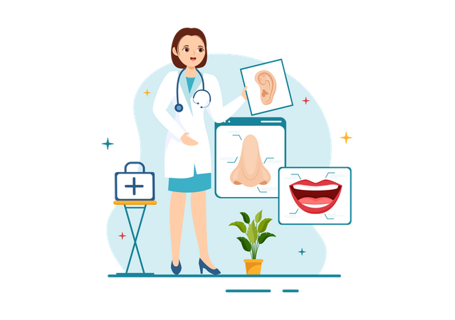 Otorhinolaryngology Specialist showing nose  Illustration