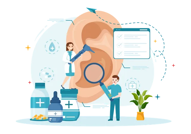 Otorhinolaryngology treatment process  Illustration