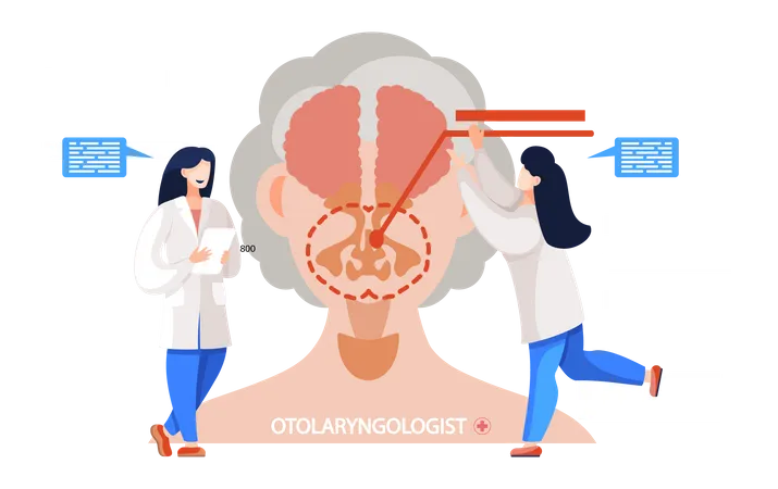 Cuidados de saúde em otorrinolaringologia  Ilustração