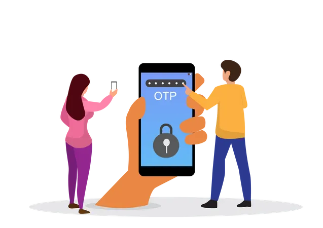 OTP Authentication And Secure Verification Never Share OTP And Bank Details Concept イラスト