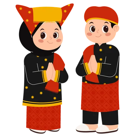 Vêtements traditionnels de l'ouest de Sumatra  Illustration