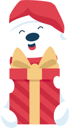 Ours avec cadeau de Noël  Illustration