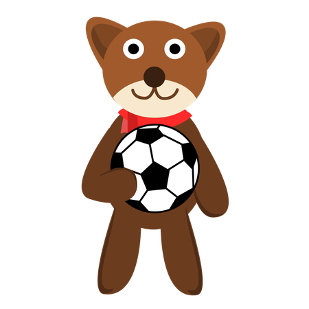 Ours mignon jouant au football  Illustration