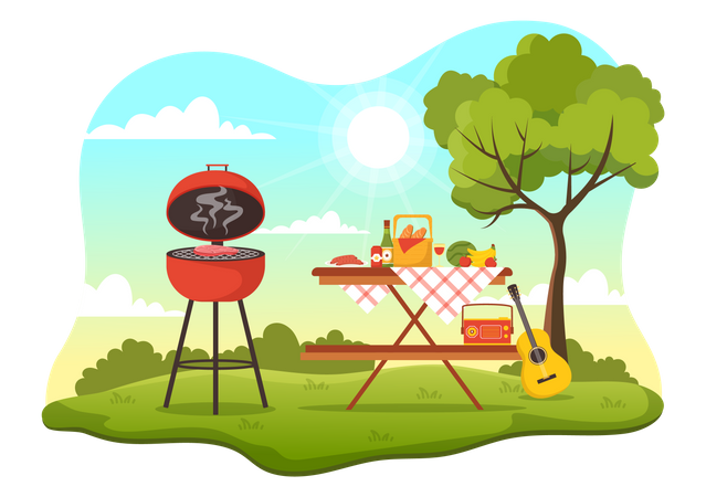 Outdoor bbq food  Illustration