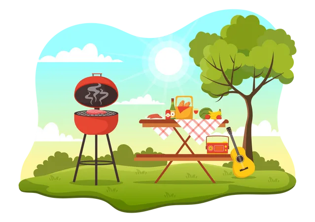 Outdoor bbq food  Illustration