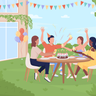 backyard summer party illustration svg