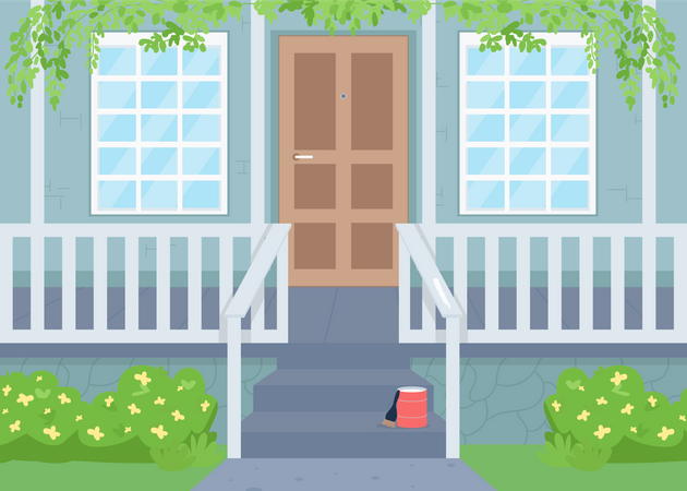 Outdoor house renovation in spring  Illustration