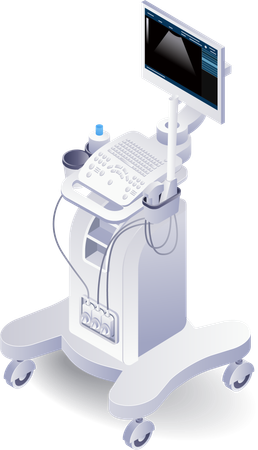 Patiente de grossesse par échographie d'outils médicaux  Illustration