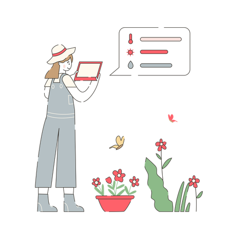 Outils technologiques pour le jardinage des mamans  Illustration