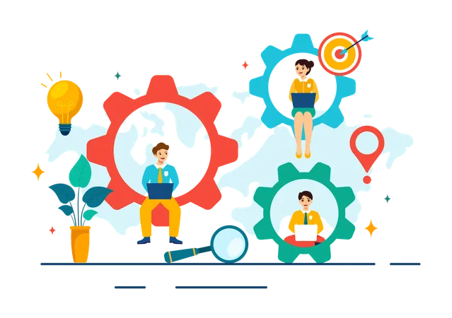 Outsourcing Business Vector Illustration With Idea Of Teamwork Company Development Investment And Project Delegation In Flat Cartoon Background Illustration