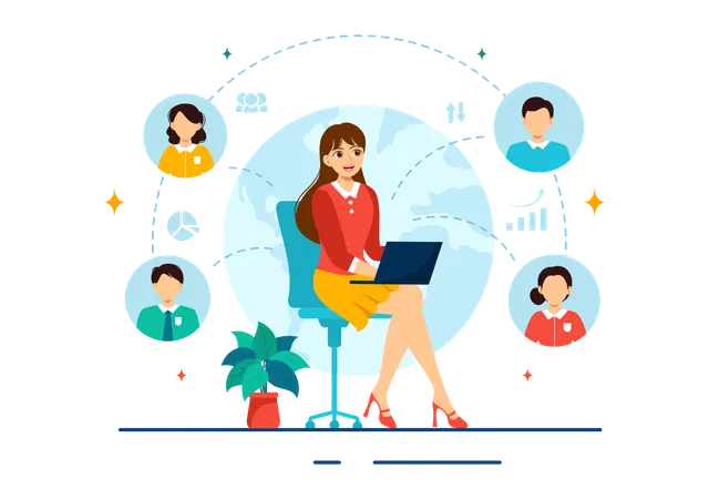 Outsourcing Business Team  Illustration