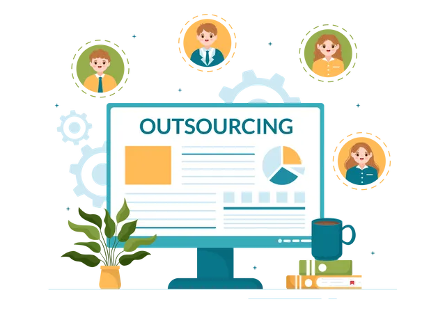 Outsourcing Business Team Illustration