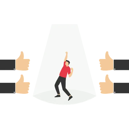Thumbs Up For Outstanding Employees Vector Illustration In Flat Style Illustration