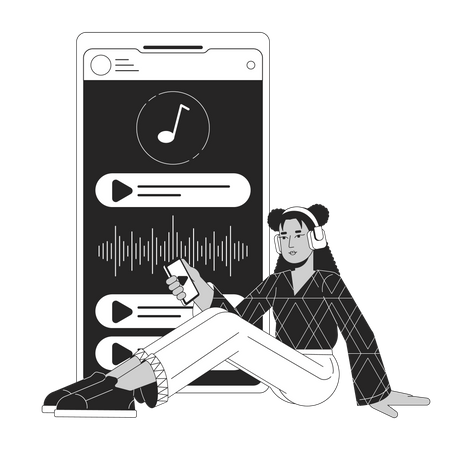 Ouvir música no smartphone  Ilustração