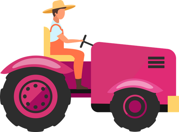 Ouvrier agricole conduisant un tracteur  Illustration