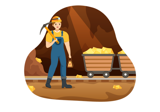 Ouvrier dans une mine d'or  Illustration