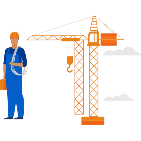 Ouvrier prêt pour les travaux de construction  Illustration