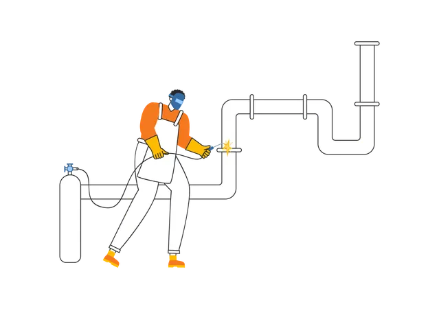 Ouvrier travaillant sur un chantier de construction  Illustration