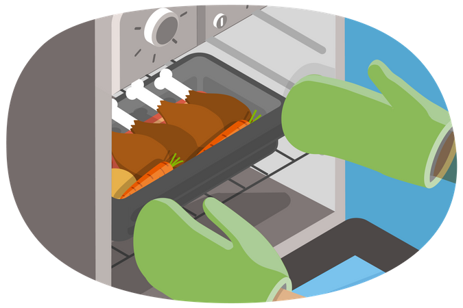 Oven-baked Meal  Illustration