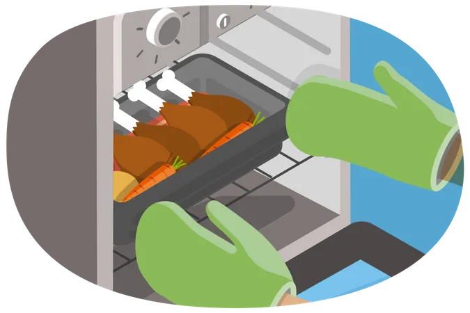 Oven-baked Meal  Illustration