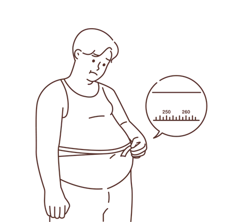 Homme de grande taille mesurant la taille  Illustration