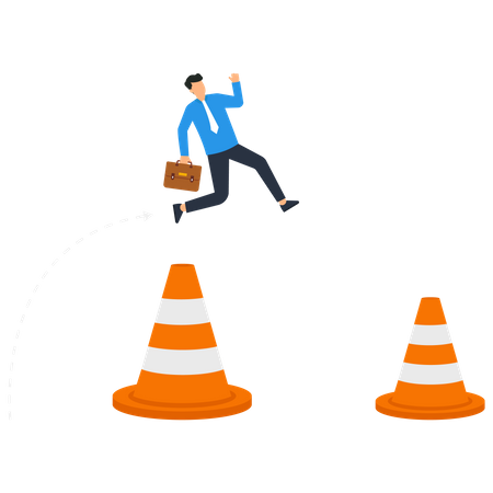 Overcome business obstacle, blocker  Illustration